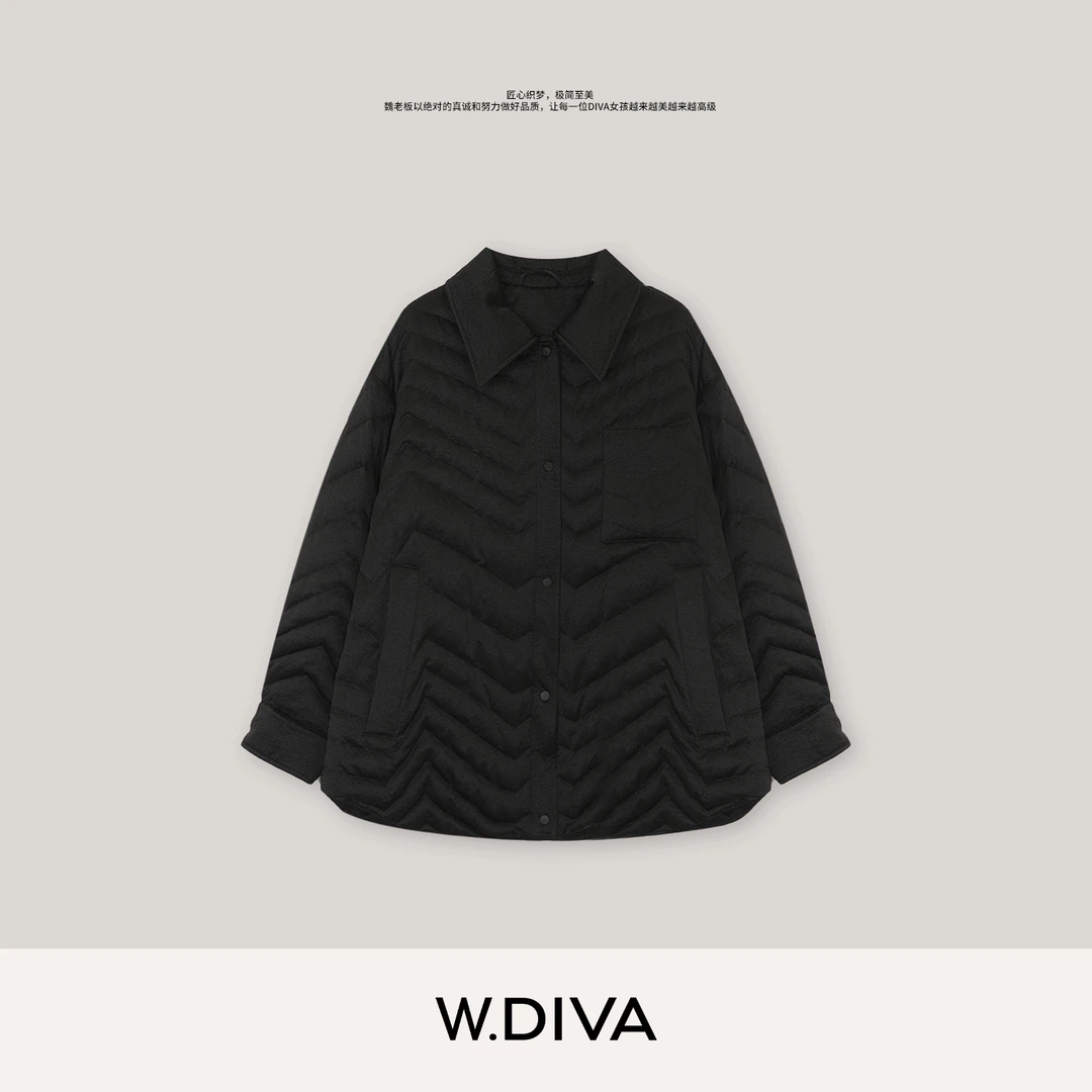 W.Diva【叙事感】匈牙利进口鹅绒秋冬软糯绒感立领羽绒服54C262756