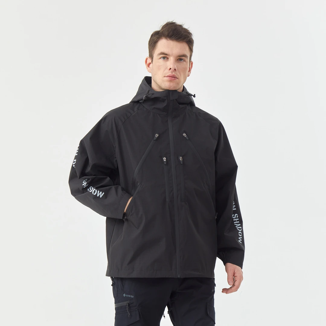 RAIN DOWN ON SHADOW黑色遇水变色连帽夹克外套防泼水冲锋衣