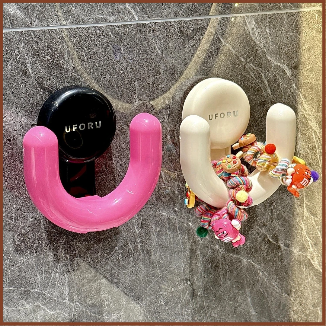 吸盘挂钩免打孔卫生间发圈发箍收纳神器墙上壁挂发饰头绳皮筋粘钩