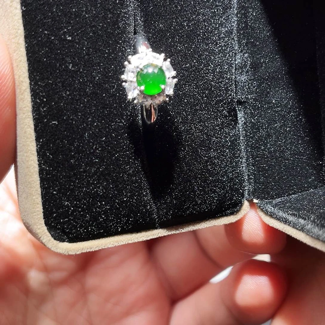 定制翡翠银S925镶嵌戒指
