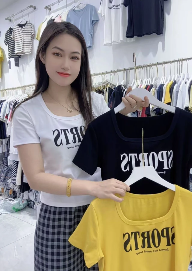 2616韩版字母夏装小众设计感辣妹修身短款上衣