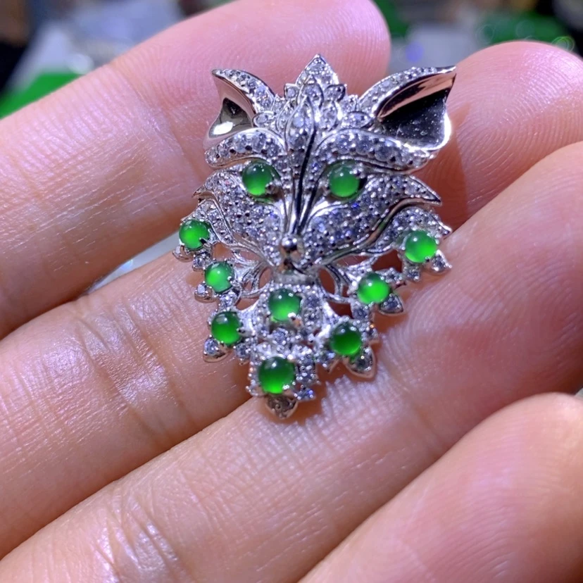【闪购商品】翡翠挂件银S925镶嵌天然翡翠