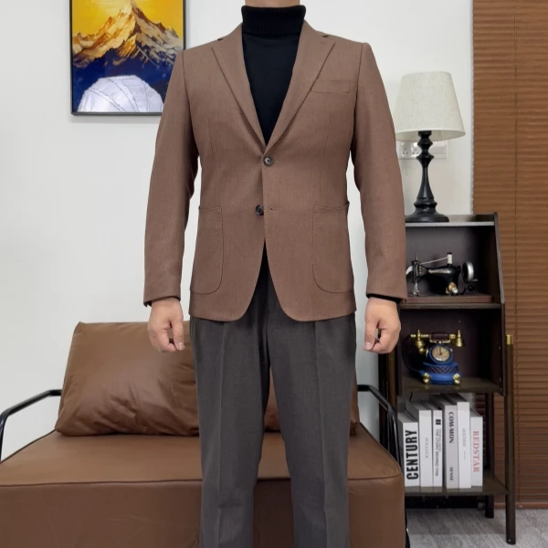 经典常规款西服上装男装上衣西服西装秋冬男式休闲商务轻奢简约