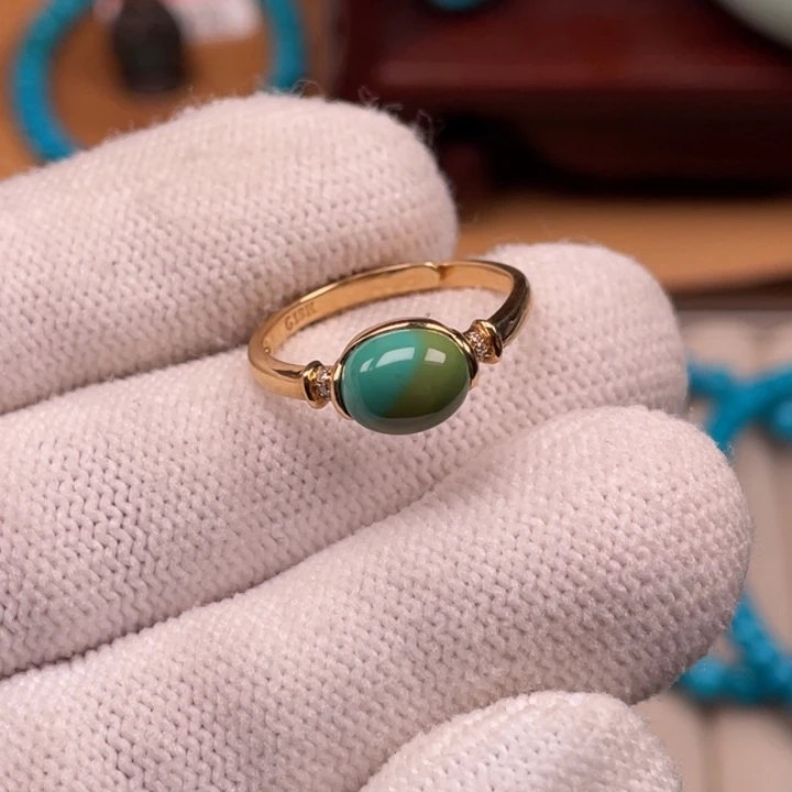 绿松石18K金镶嵌珠宝奇石