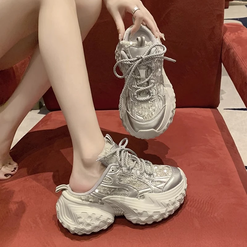 网红潮流厚底老爹鞋女夏季百搭透气韩版时尚休闲鞋包头拖春夏款