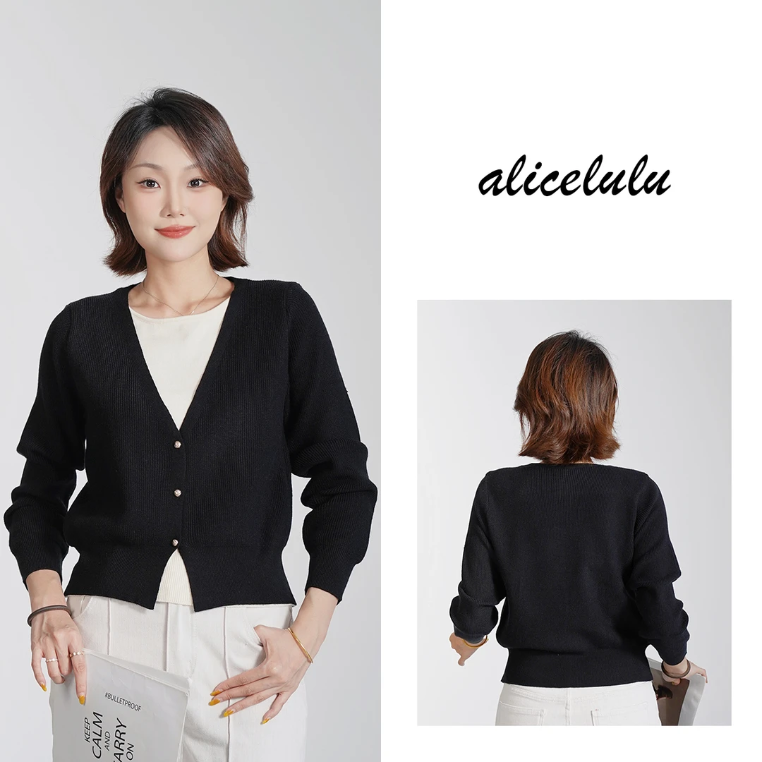 [alicelulu]早秋设计感拼色假两件针织衫百搭上衣S1035316U