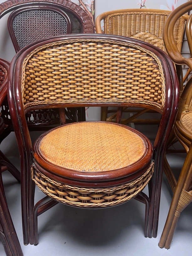 双拼椅子插色真藤椅