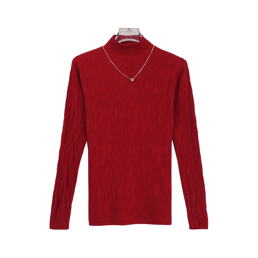 慵懒风半高领毛衣洋气紧身针织打底衫长袖上衣T恤X27747