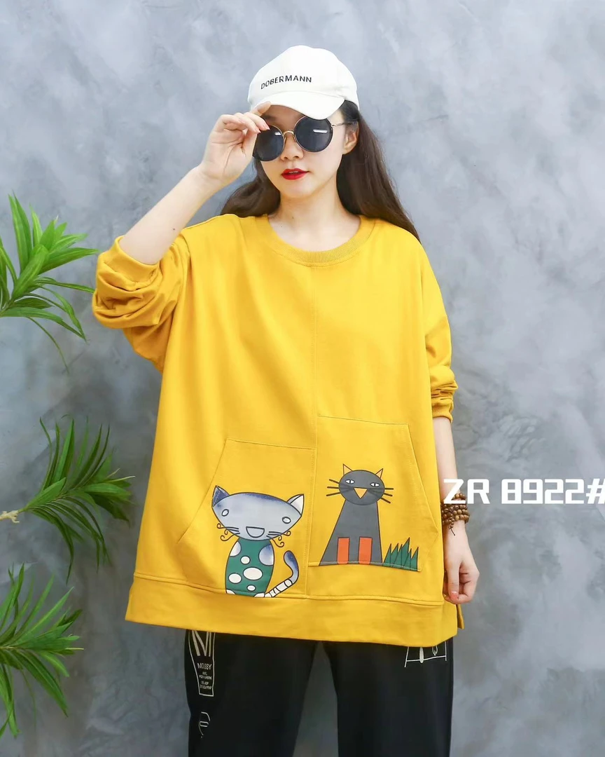 春款加肥加大全棉长袖卫衣