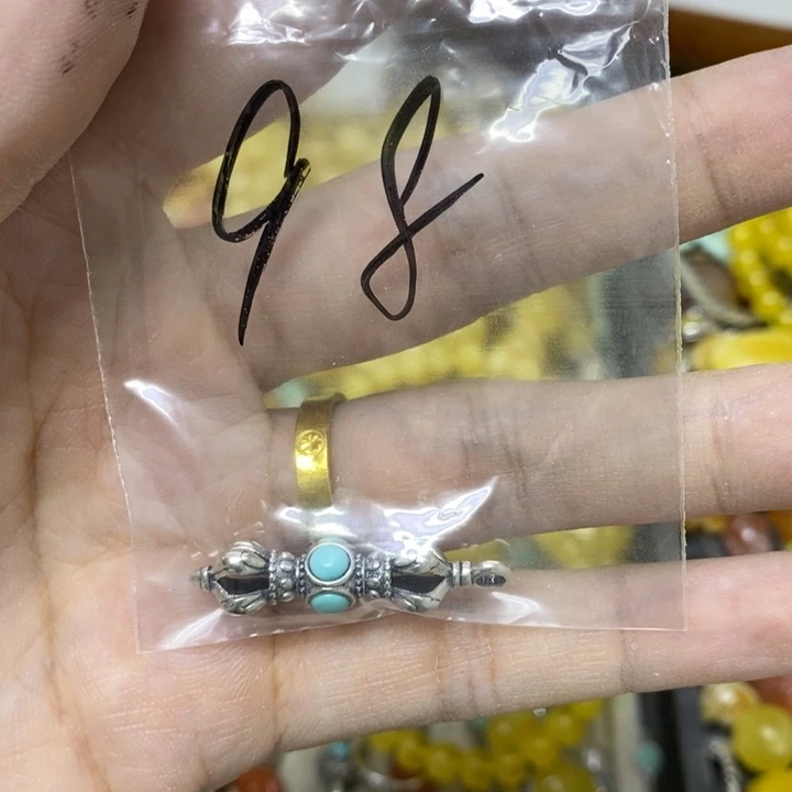 蜜蜡银S925镶嵌裸石吊坠