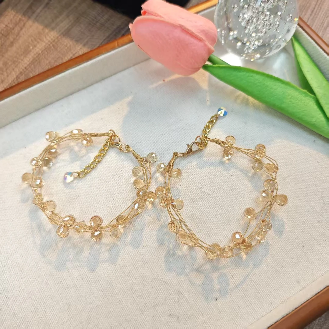 非金属仿水晶手链 《仙子》施华洛金色手链5左右（多样性发其一)SF10