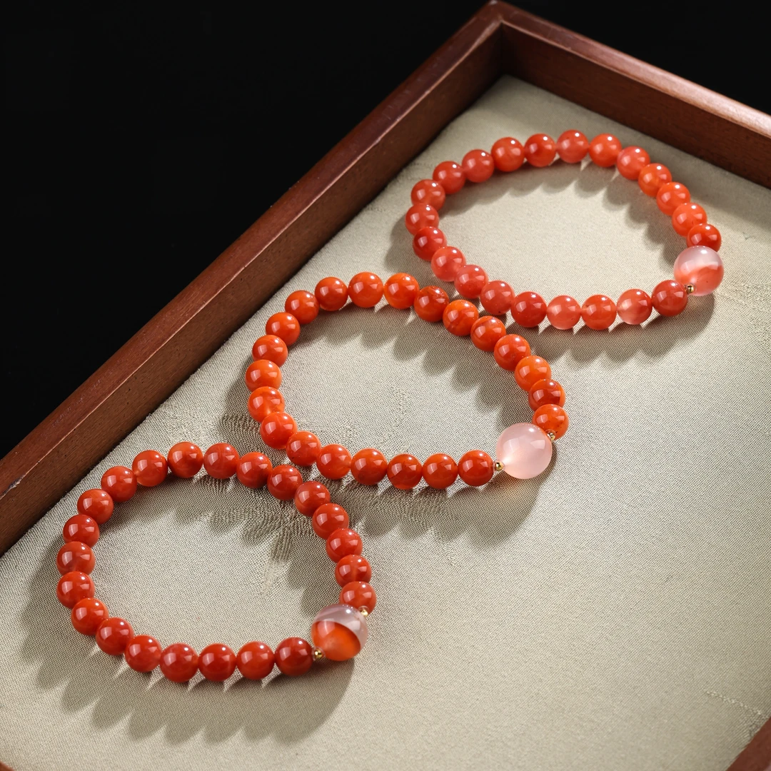 【举石臻选】TA0724-1000-42南红玛瑙手串18k（一件/多样性/约7mm+）H