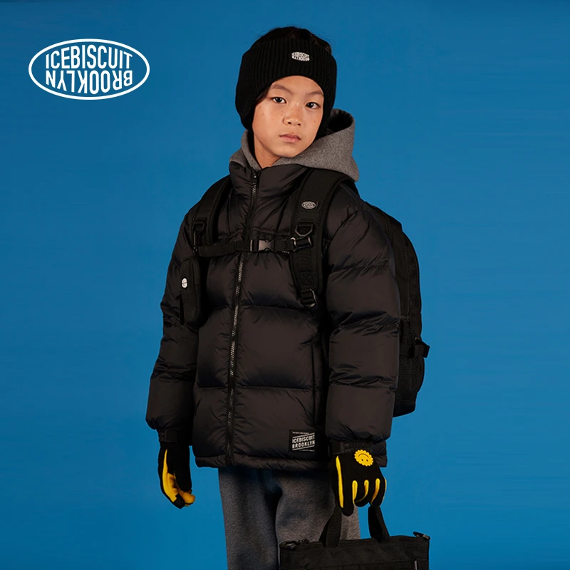 ICEBISCUIT韩国潮流童装涂鸦羽绒服冬装新款男女儿童厚羽绒外套