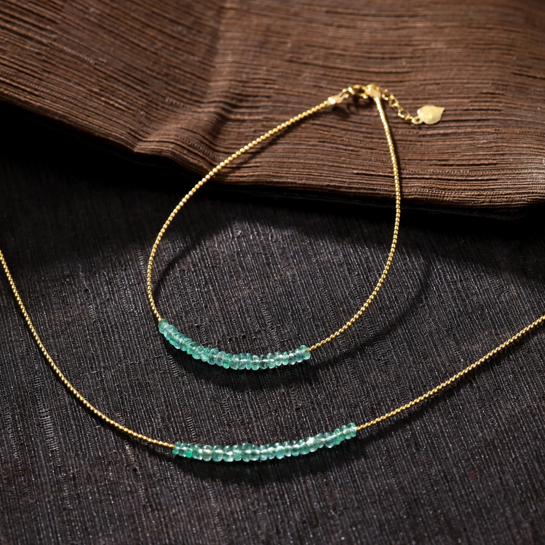 【举石臻选】TA0728-3793-39祖母绿手链18k（一件/多样性发/约2mm）E