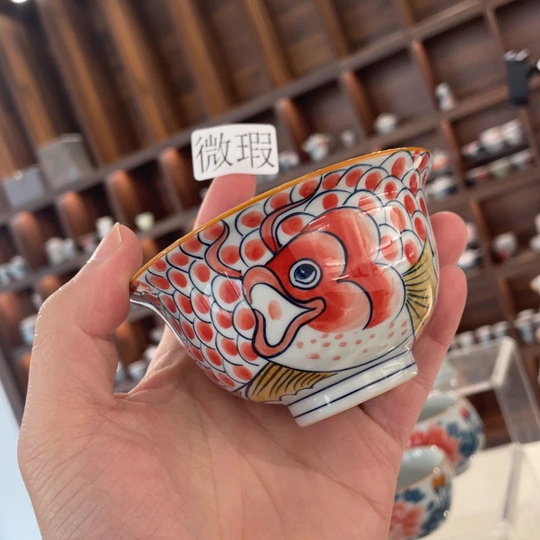 釉下手绘茶具微瑕