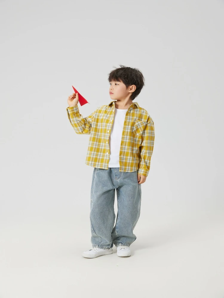 儿童衬衫男童上衣春装女童衬衫中大童亲子装百搭童装2025年新款