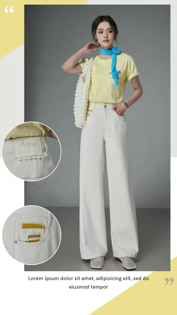 HY-2025春季新款高腰直筒裤宽松显瘦垂感百搭时尚休闲阔腿长裤