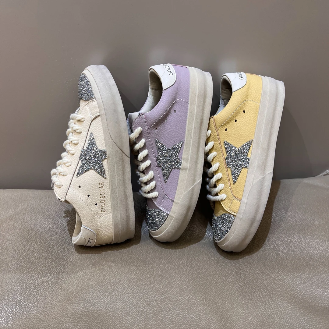 2025年春季新款星星小脏鞋彩色亮片百搭时尚小众复古潮鞋韩版