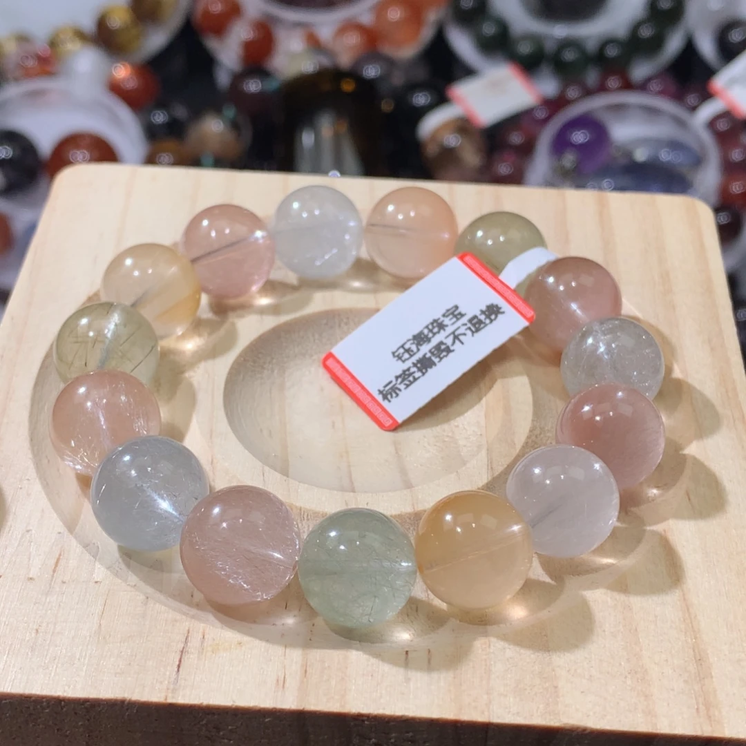 未镶嵌手链水晶彩兔毛12mm