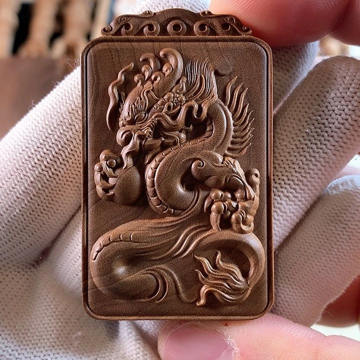 檀香木无事牌祥龙戏珠无事牌福利款