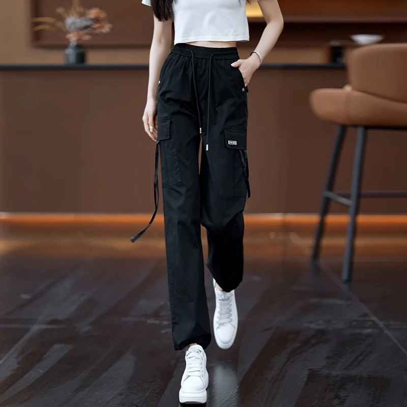 高腰百搭夏季直筒裤工装裤休闲裤长裤春夏职场休闲风