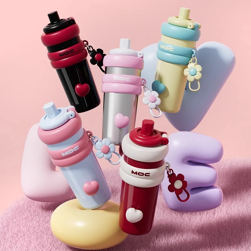 大容量保温杯女生新款巨无霸水杯学生高颜值陶瓷内胆吸管保温杯子