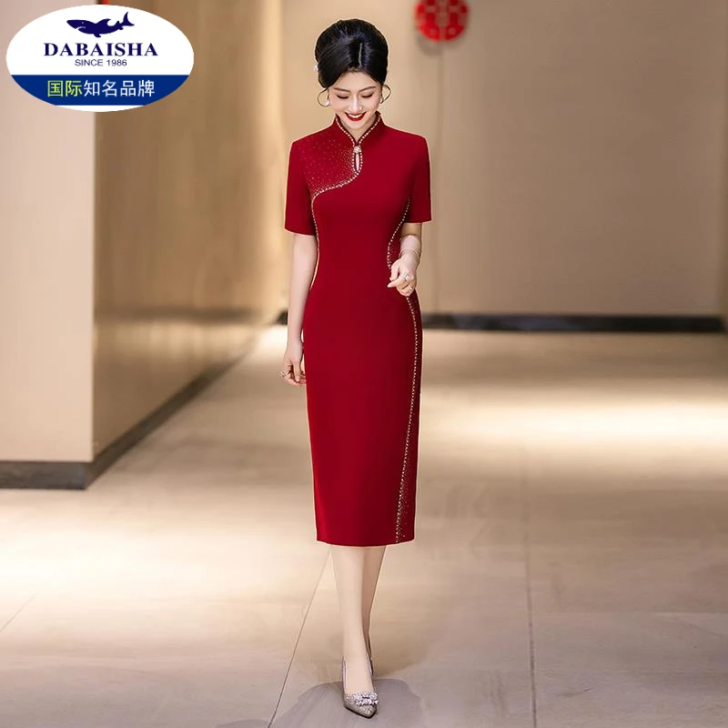 高端妈妈婚宴礼服显瘦年轻喜婆婆婚宴装五一结婚礼服小个子旗袍裙