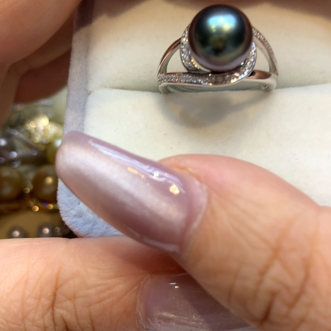 银S925镶嵌戒指海水珍珠