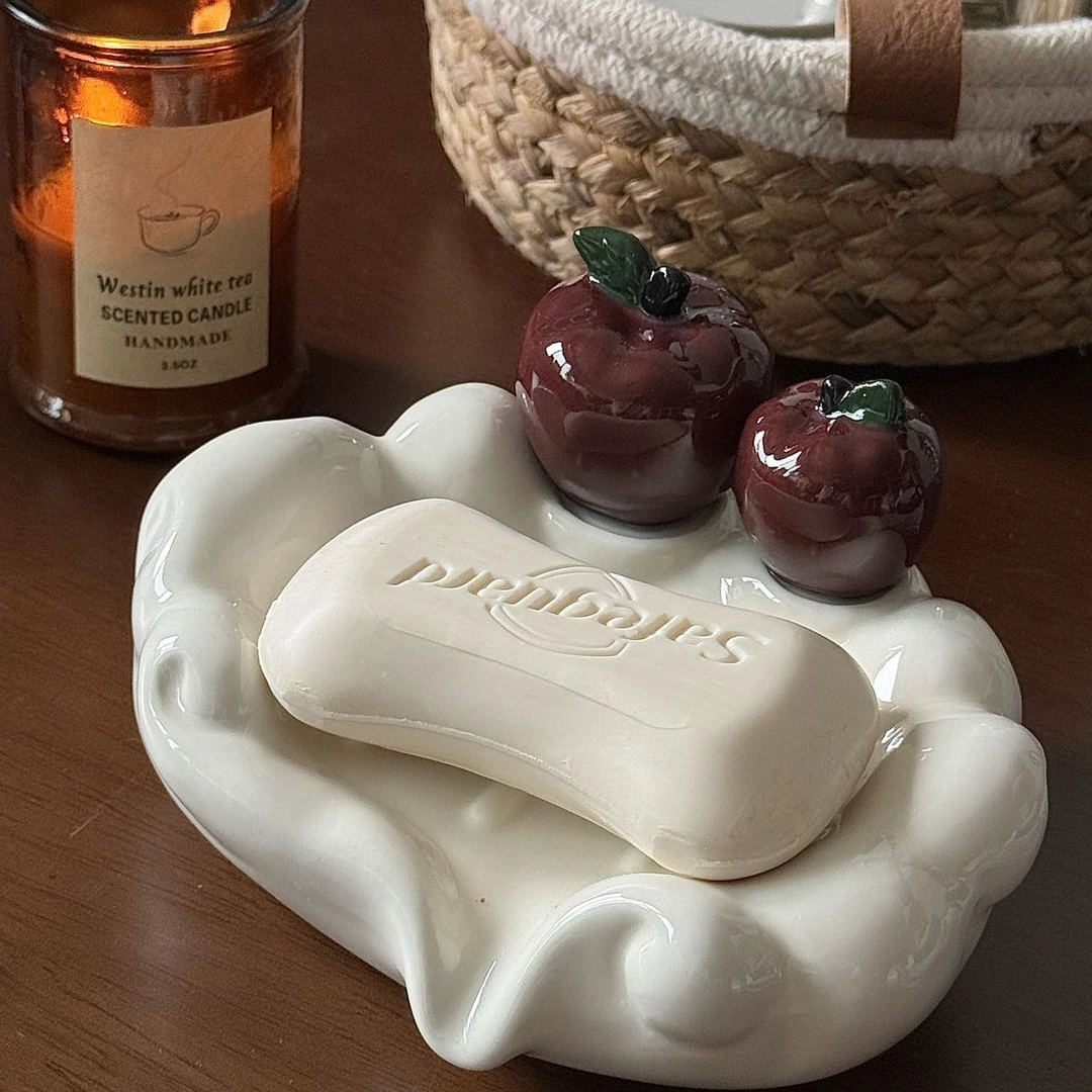 香皂盒沥水陶瓷肥皂盒家用洗漱台免打孔个性创意洗手台排水置物架