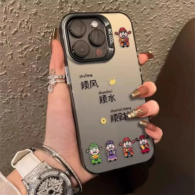 顺风顺水顺财神适用苹果16promax手机壳网红15pro保护套iphone14p
