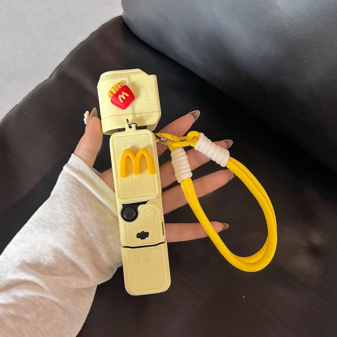 麦门大疆保护壳pocket3保护套可爱薯条硅胶云台相机配件手提挂绳