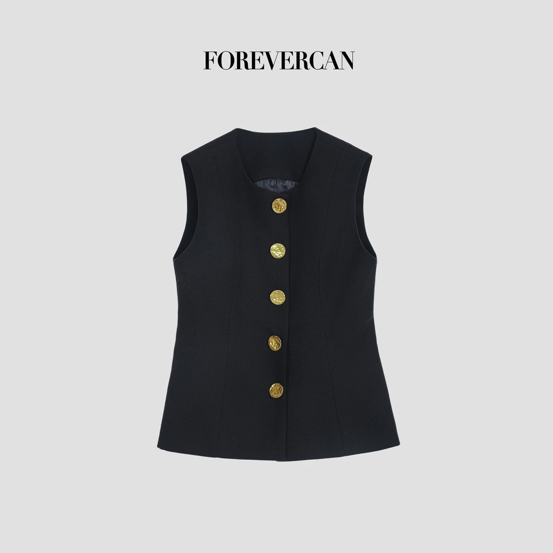FOREVERCAN“巴黎公社”高级极简感收腰无袖马甲背心上衣 SC23055