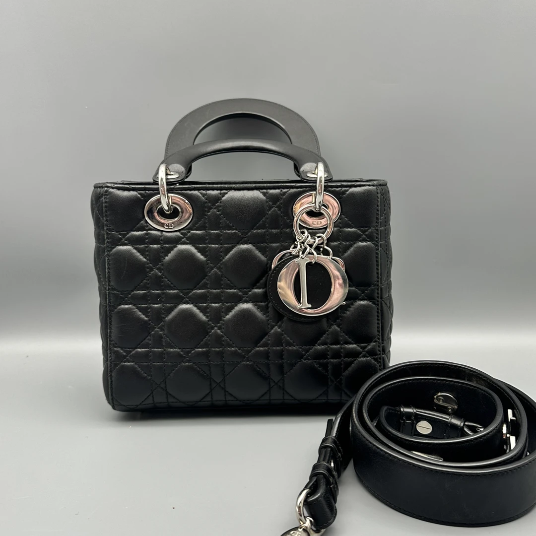95新 DIOR/迪奥 Dior迪奥黑色四格徽章戴妃包 9115