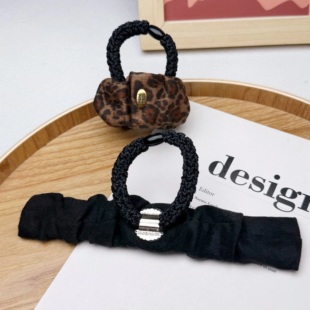 个性豹纹新款高弹力丝绒皮筋高级感发圈高马尾双固定发绳不伤发