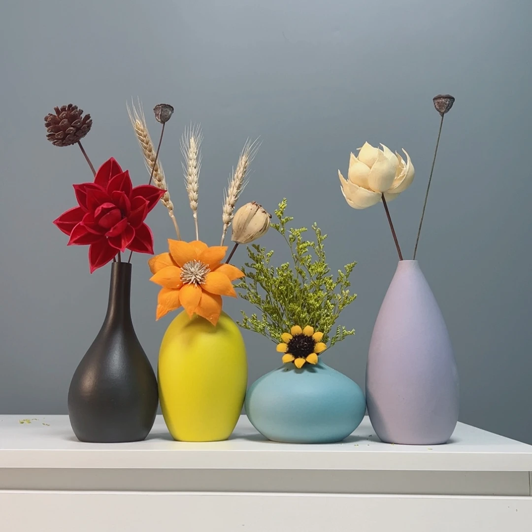 摆件景德镇手作陶瓷花瓶摆件无孔