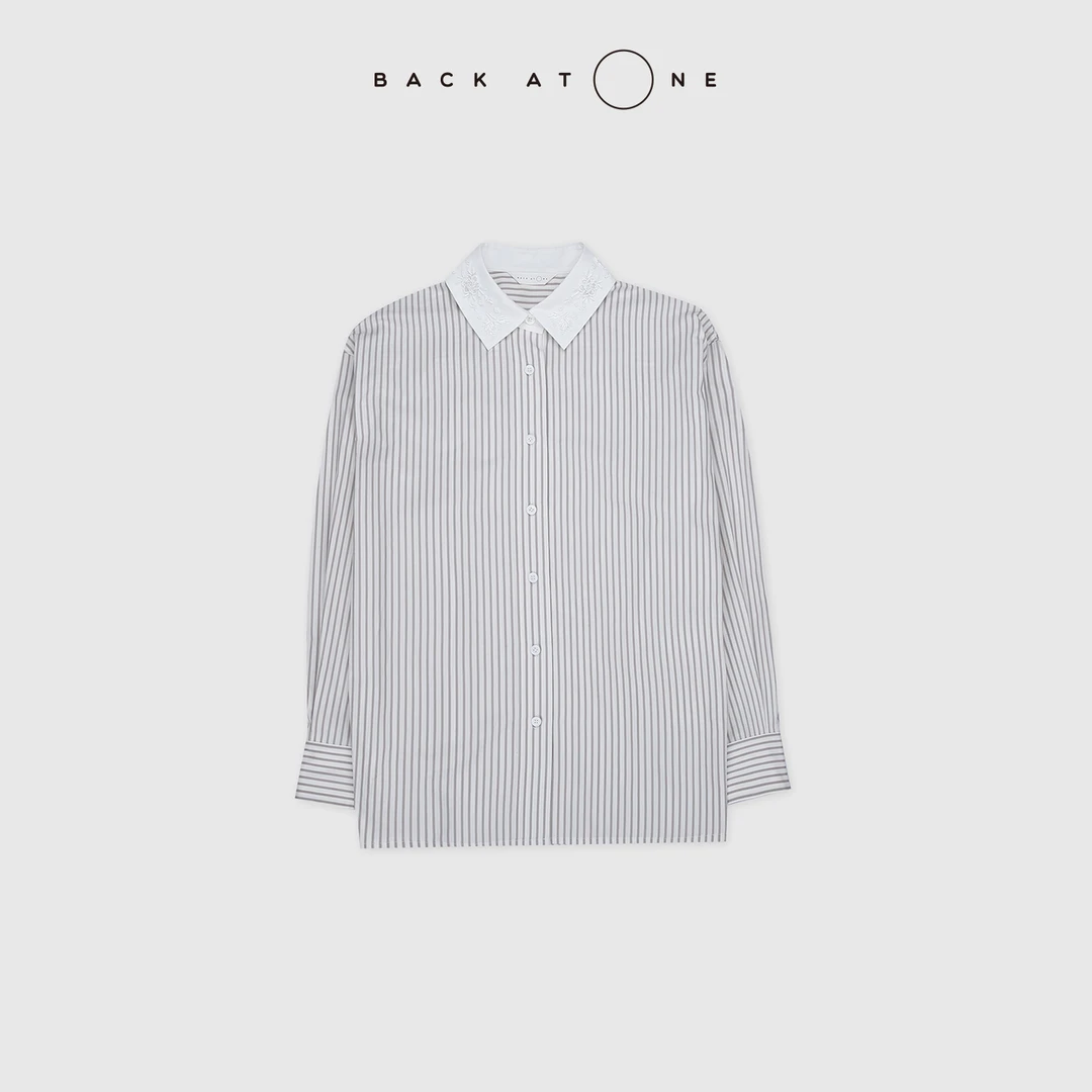 BACKATONE“花之踪迹“ 时尚精致手工绣花长袖衬衫 BFF-1BS405Q-K