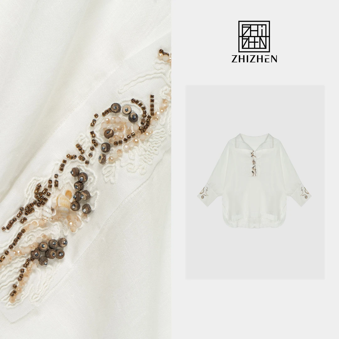 春夏新款潮牌晶绣雅韵白衬衫【霜白晶】