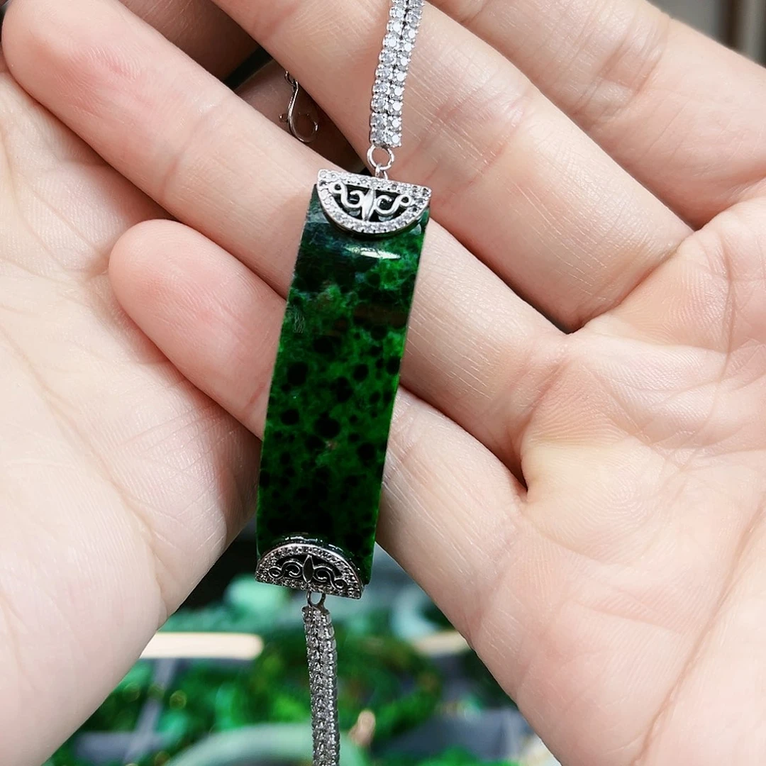 翡翠手链银S925镶嵌手链