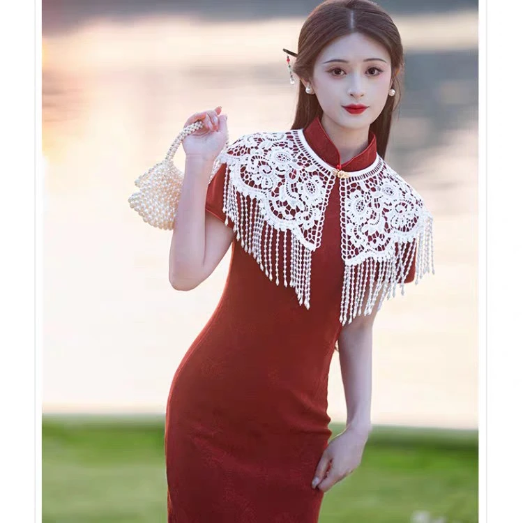 云肩透气纯色夏季显瘦时尚春夏流苏气质复古百搭镂空国风少女