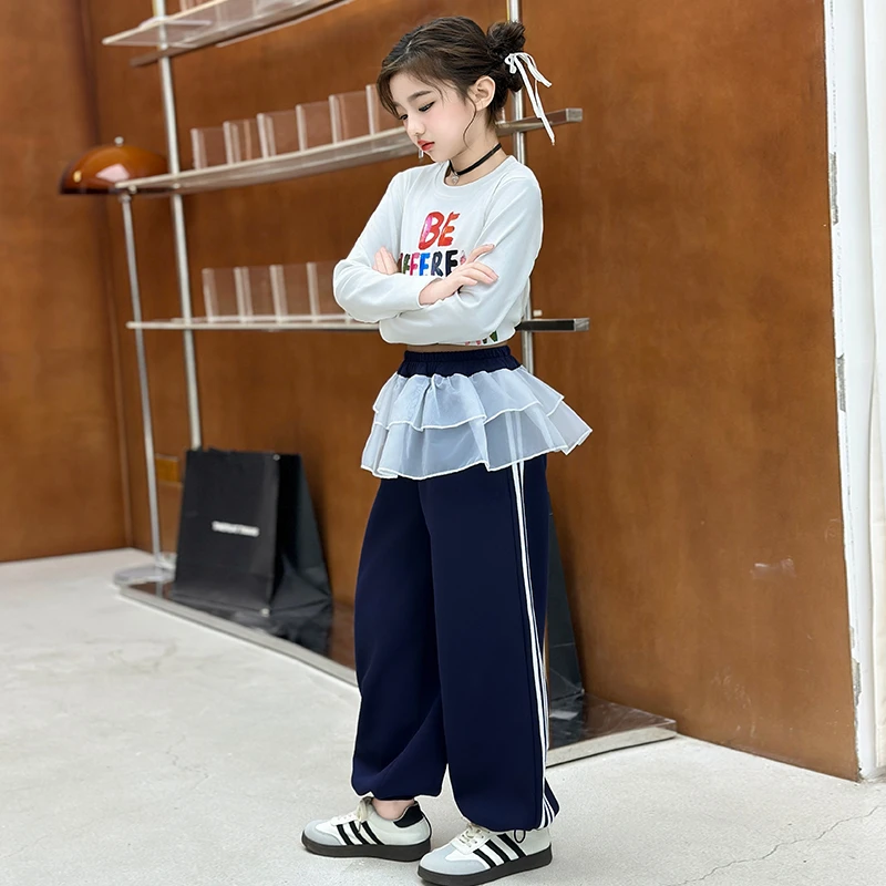 女童春季套装2025新款洋气时尚韩版印花两件套6-12岁中大童衣服潮