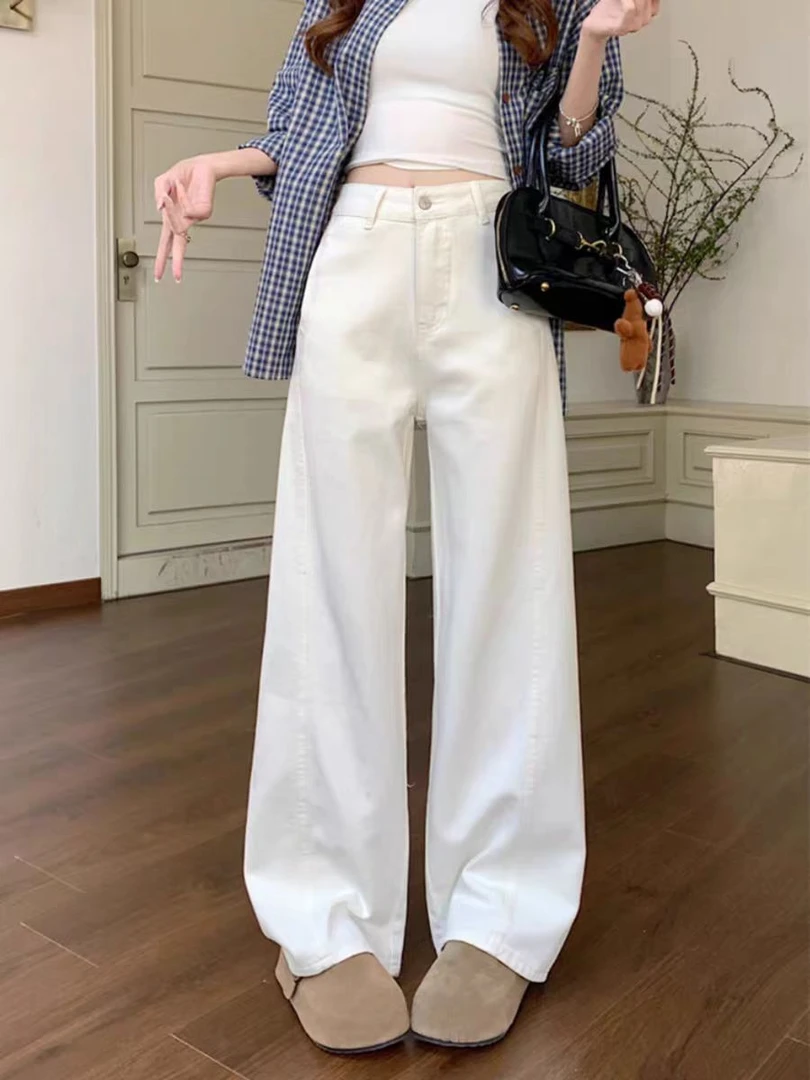 3017#高腰阔腿牛仔裤女夏款宽松时尚显瘦小众休闲裤长裤潮（约98）