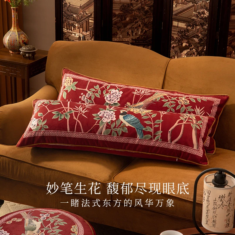 范居春时锦法式中国风大腰枕中式沙发罗汉床长条高弹靠枕枕套