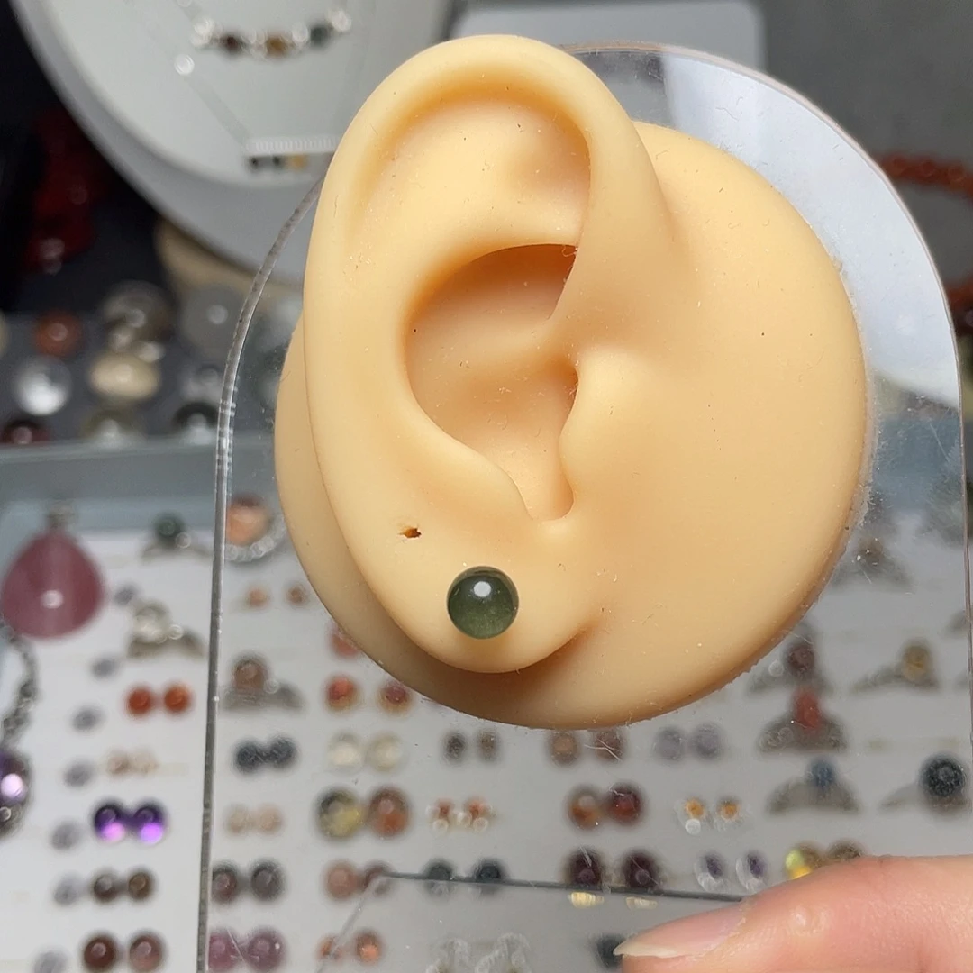 水晶耳钉银S925镶嵌