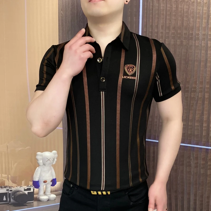 《霸道总裁》2025夏季Polo衫男士轻奢时尚半袖潮流修身高品质休闲