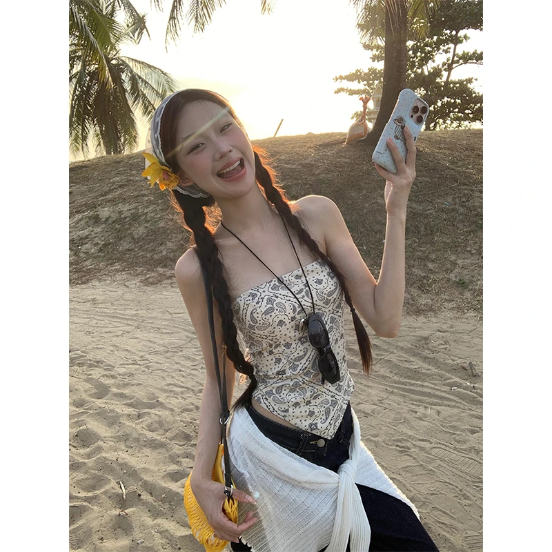 【HRG】春季辣妹百搭不规则一字肩修身抹胸背心251H0180