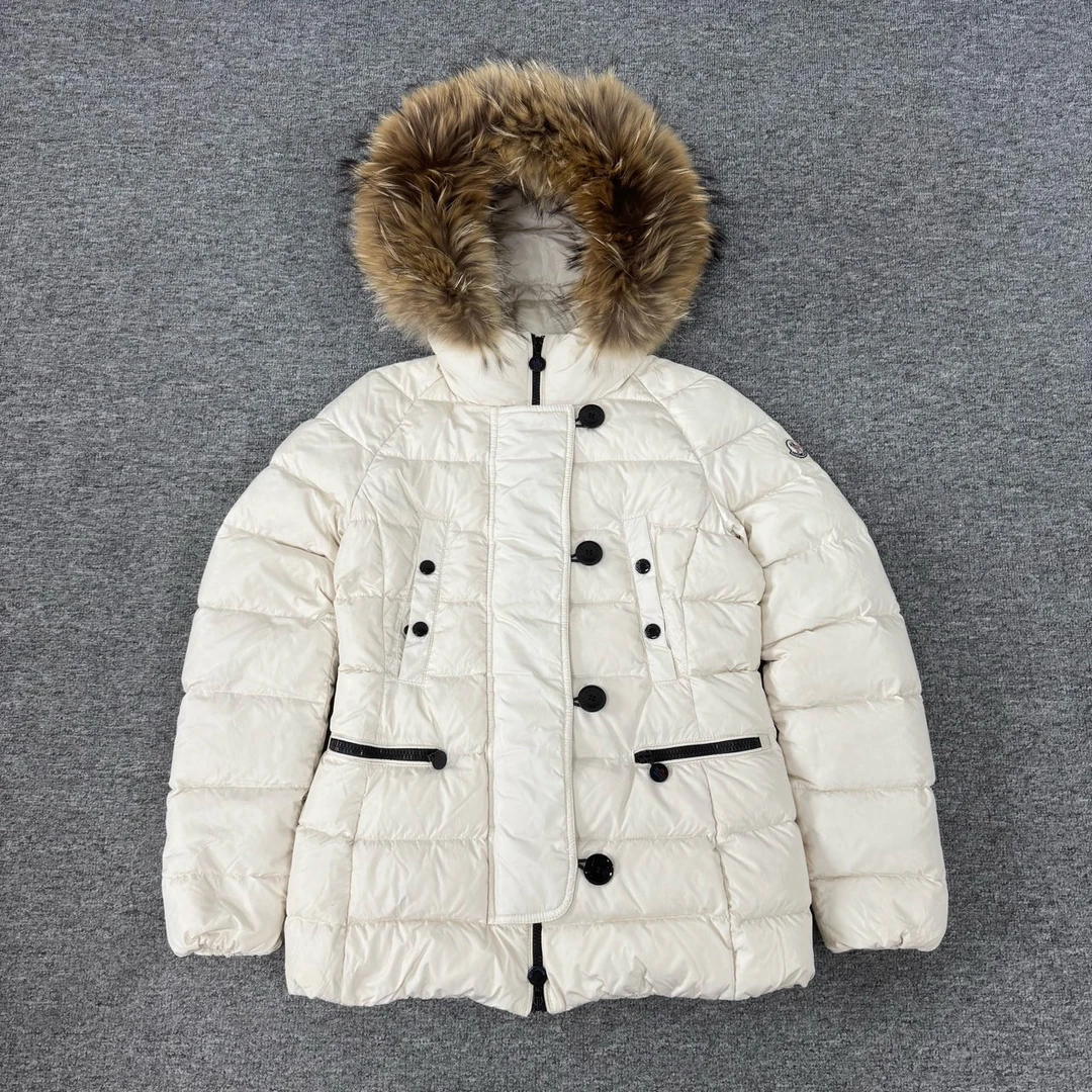99新 MONCLER 蒙口 毛领 羽绒服 白色 0码