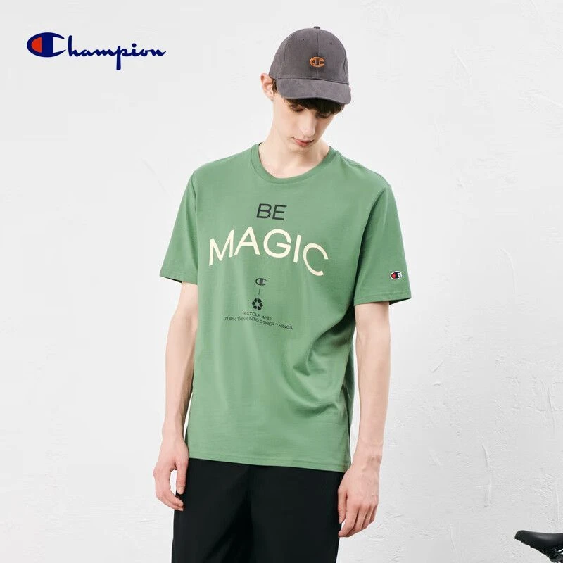 Champion冠军男T恤夏季复古时尚运动logo印花圆领套头短袖女