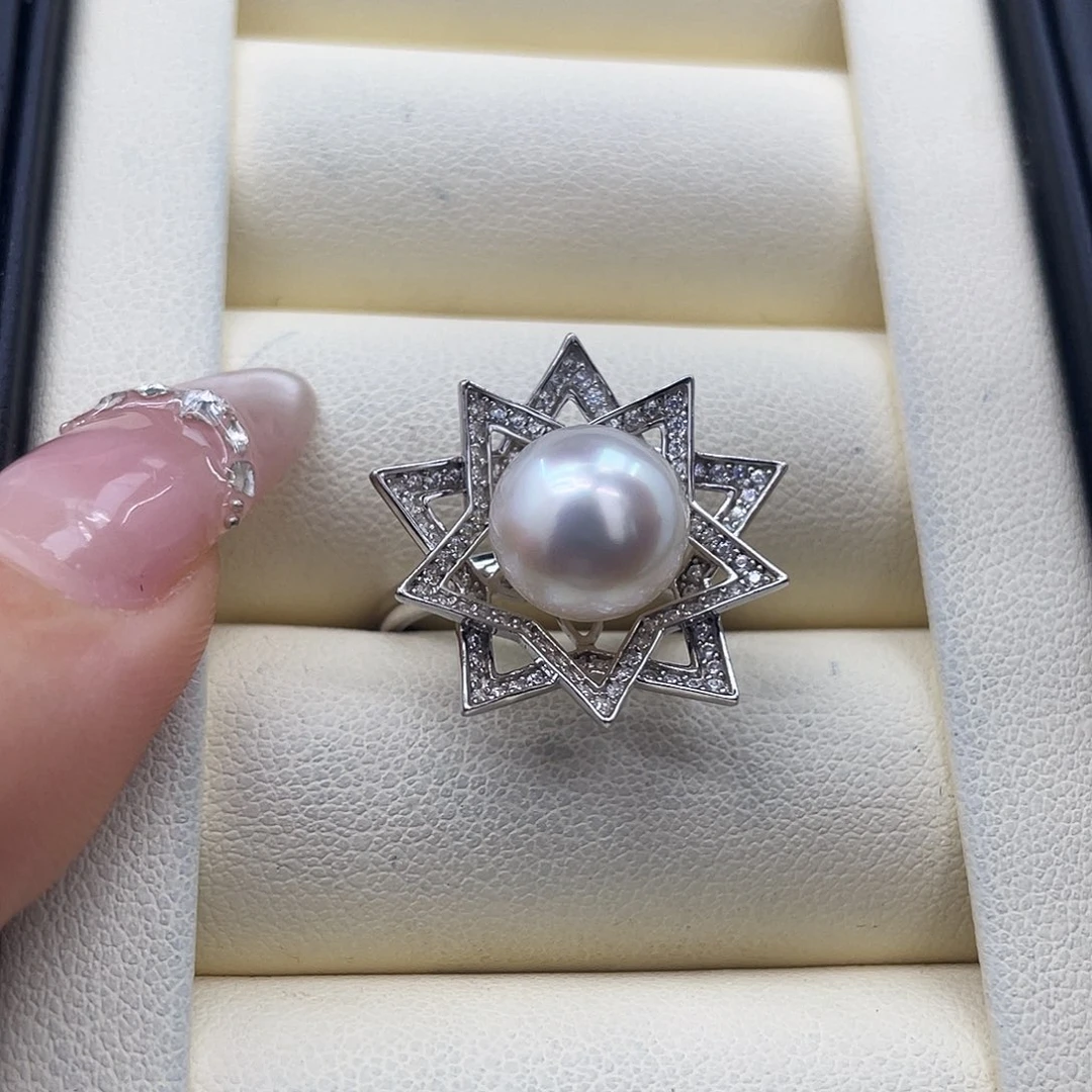 海水珍珠银S925镶嵌戒指