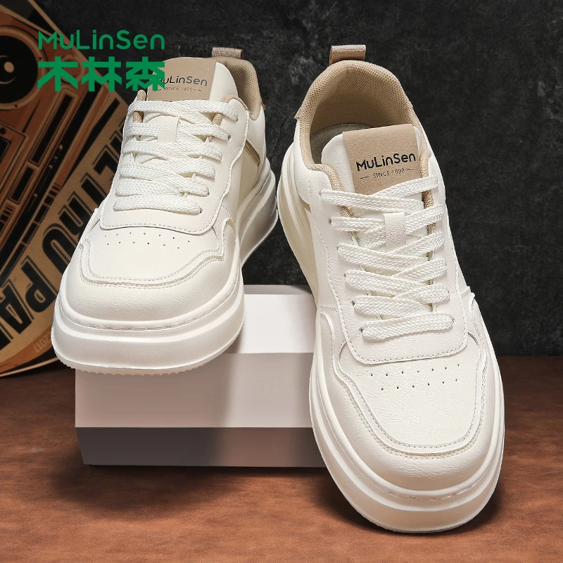 木林森男士板鞋2025新款秋季小白鞋男款工作厚底增高防滑休闲潮鞋