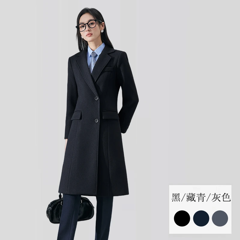 职业毛呢夹棉加厚外套女冬季大衣酒店大堂经理前台接待工作服7807